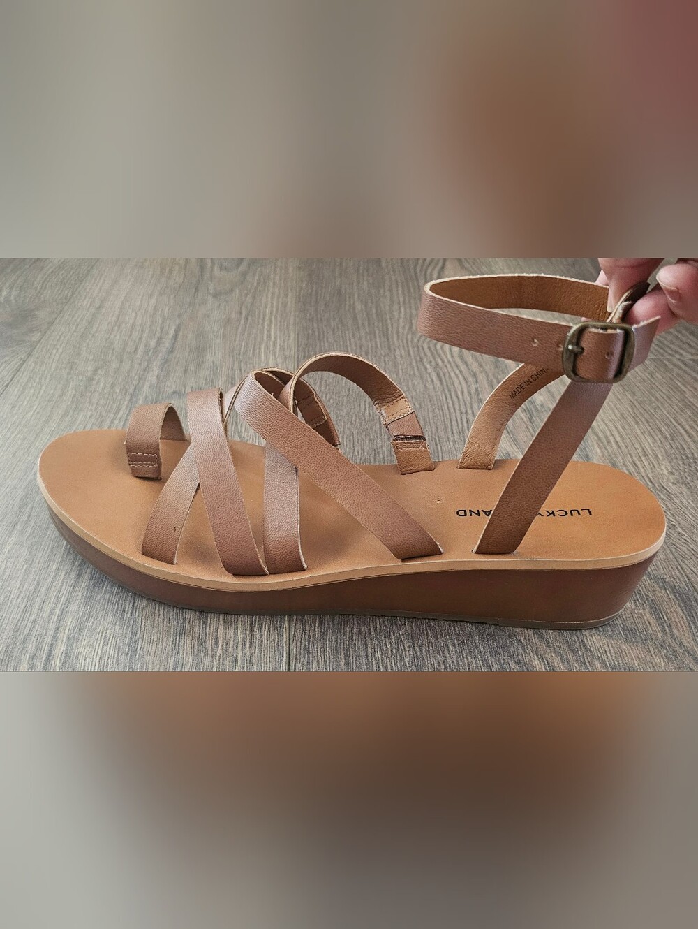 Lucky Brand Strappy Brown Women’s Wedge Platform Sandals
